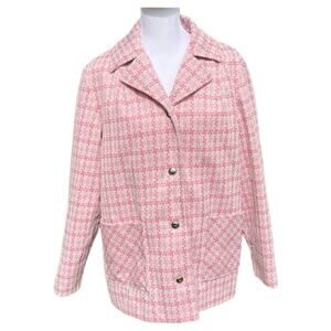Vintage Pink and White 70’s Dutchmaid Polyester Plaid Jacket Size Large